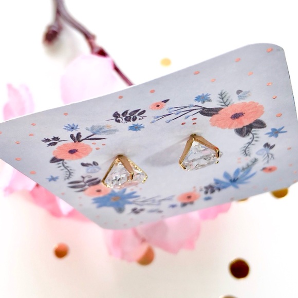 Cubic Zirconia Clear Round Stud Earrings - Picture 3 of 3